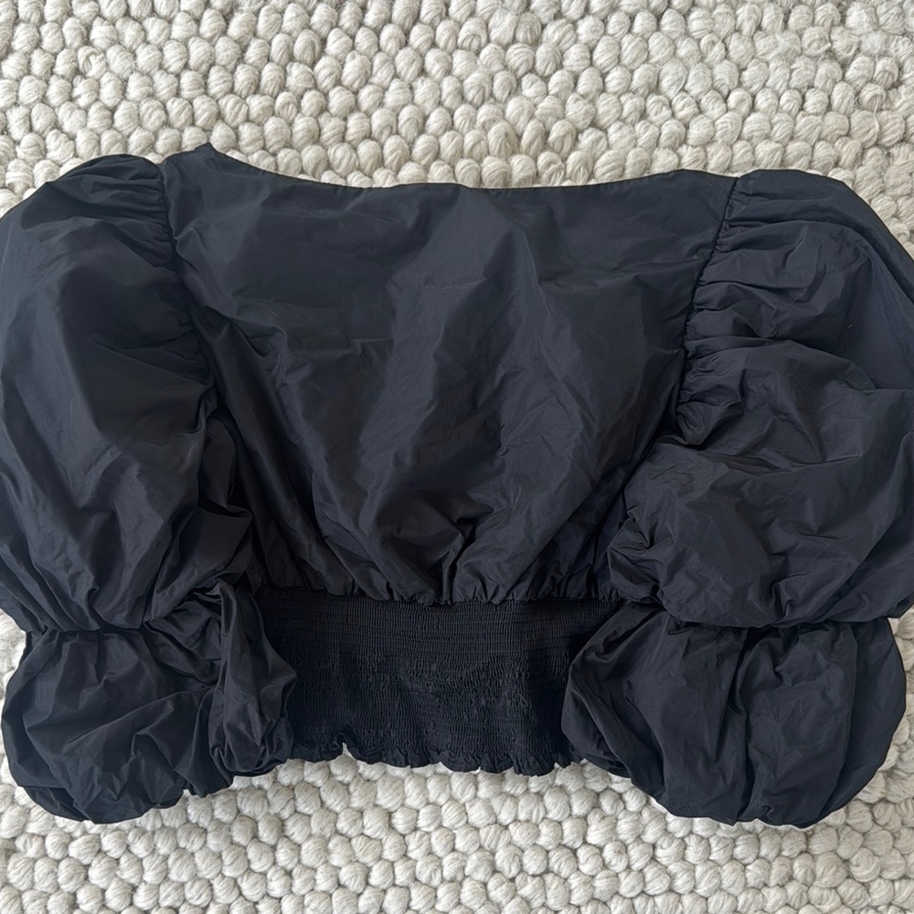 Topshop Black Puff Sleeve Blouse - Picture 3 of 4